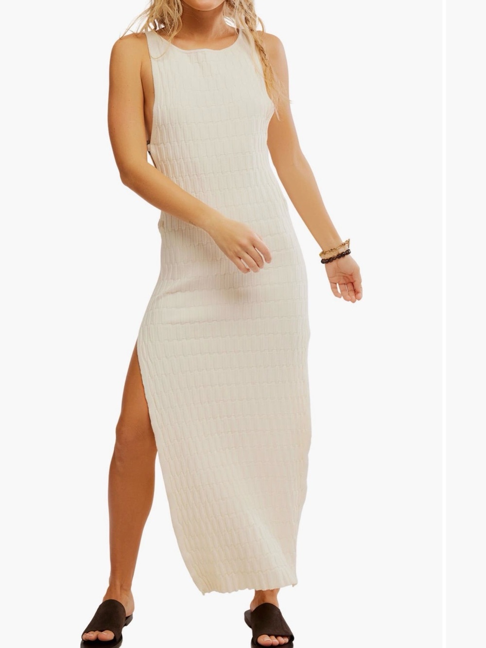 NWT Free People Lilliana White Knit Sweater Midi Dress